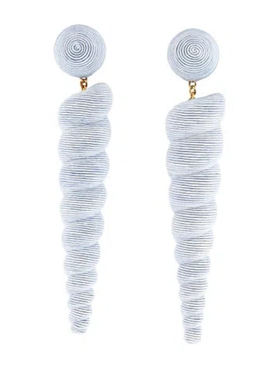 Pre-owned Rebecca De Ravenel Silk Cord Twisty Drop Clip-on Earrings In Blue