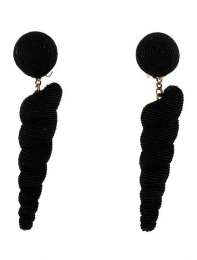 Pre-owned Rebecca De Ravenel Silk Cord Twisty Drop Earrings In Black
