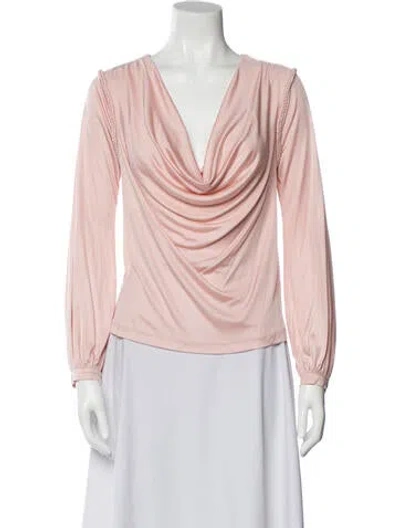 Pre-owned Rebecca De Ravenel Silk Cowl Neck Blouse In Pink