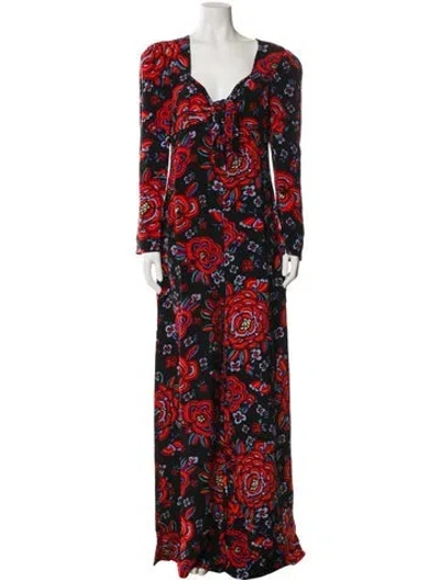 Pre-owned Rebecca De Ravenel Silk Floral Print Jumpsuit W/ Tags In Multi