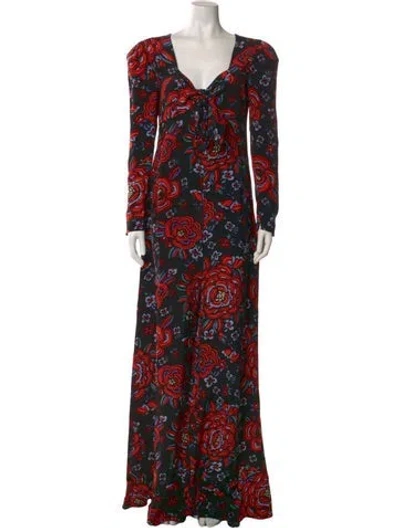 Pre-owned Rebecca De Ravenel Silk Floral Print Jumpsuit W/ Tags In Multi