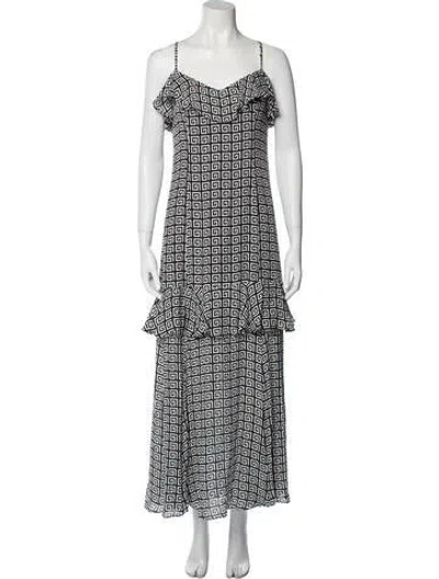 Pre-owned Rebecca De Ravenel Silk Long Dress In Black