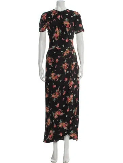 Pre-owned Rebecca De Ravenel Silk Long Dress In Black