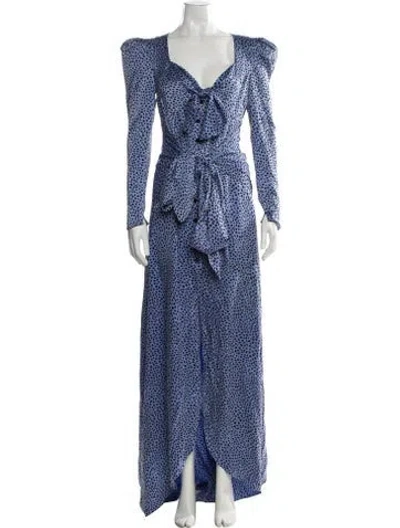 Pre-owned Rebecca De Ravenel Silk Long Dress In Blue