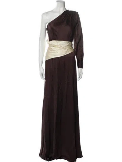 Pre-owned Rebecca De Ravenel Silk Long Dress In Brown