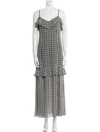Pre-owned Rebecca De Ravenel Silk Long Dress In Multi