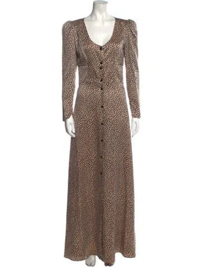 Pre-owned Rebecca De Ravenel Silk Long Dress In Neutral