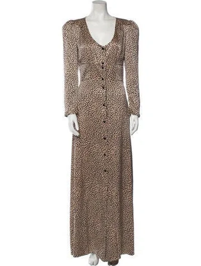 Pre-owned Rebecca De Ravenel Silk Long Dress In Neutral