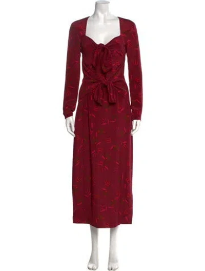 Pre-owned Rebecca De Ravenel Silk Long Dress W/ Tags In Burgundy