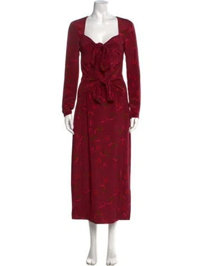 Pre-owned Rebecca De Ravenel Silk Long Dress W/ Tags In Burgundy