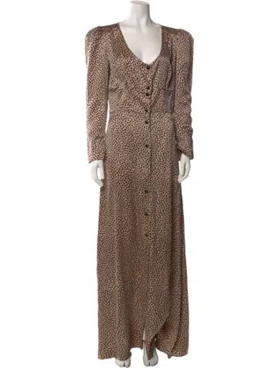 Pre-owned Rebecca De Ravenel Silk Long Dress W/ Tags In Neutral