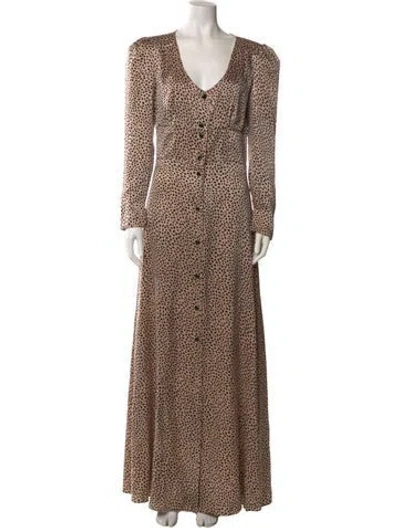 Pre-owned Rebecca De Ravenel Silk Long Dress W/ Tags In Neutrals