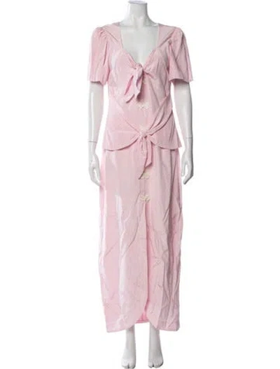 Pre-owned Rebecca De Ravenel Silk Long Dress W/ Tags In Pink