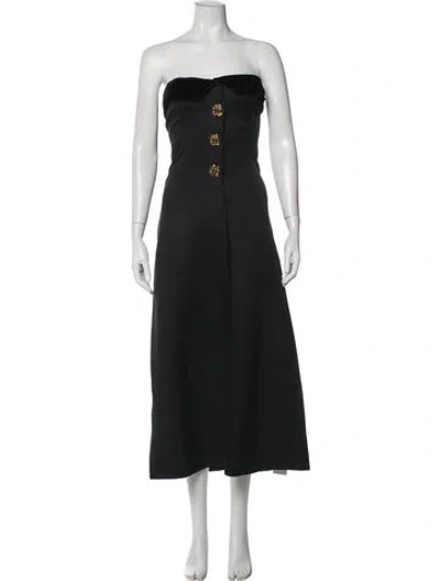 Pre-owned Rebecca De Ravenel Silk Midi Length Dress In Black