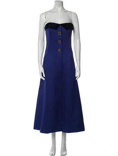Pre-owned Rebecca De Ravenel Silk Midi Length Dress In Blue