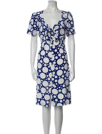 Pre-owned Rebecca De Ravenel Silk Midi Length Dress In Blue