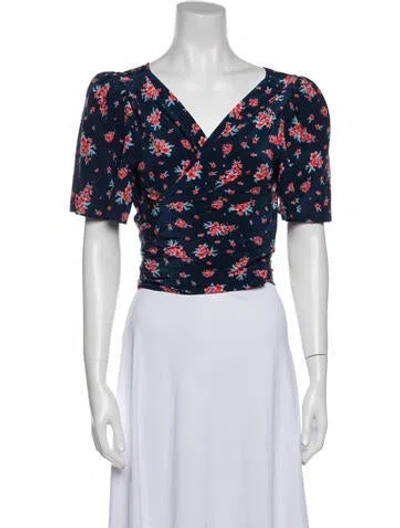 Pre-owned Rebecca De Ravenel Silk Top In Blue