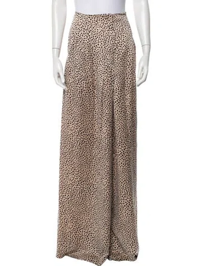 Pre-owned Rebecca De Ravenel Silk Wide Leg Pants In Neutral