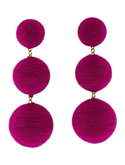 Pre-owned Rebecca De Ravenel Silk-cord Classic 3 Drop Clip-on Earrings In Multi