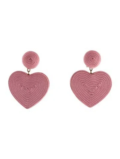 Pre-owned Rebecca De Ravenel Silk-cord Mini Cora Drop Clip-on Earrings In Pink