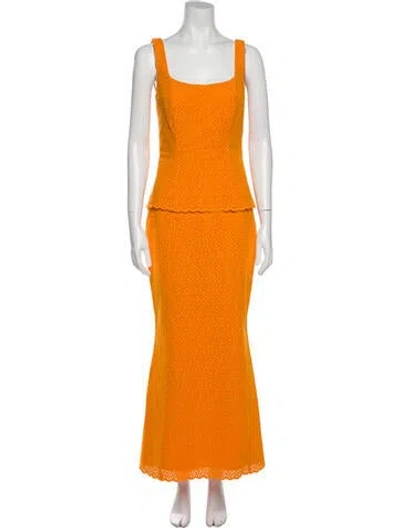 Pre-owned Rebecca De Ravenel Square Neckline Long Dress W/ Tags In Yellow