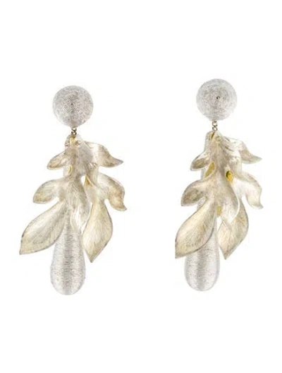Pre-owned Rebecca De Ravenel Violetta Leaf Drop Earrings In Multi