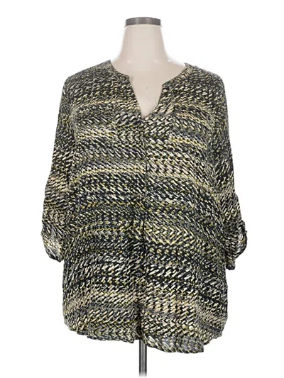Pre-owned Rebecca Malone 3/4 Sleeve Blouse In Green