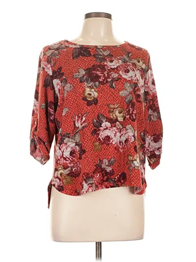 Pre-owned Rebecca Malone 3/4 Sleeve Blouse In Red