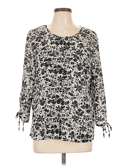 Pre-owned Rebecca Malone 3/4 Sleeve Blouse In Silver