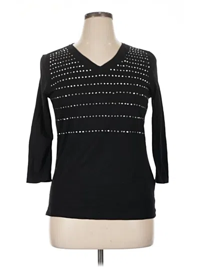 Pre-owned Rebecca Malone 3/4 Sleeve Top Black V-neck Tops
