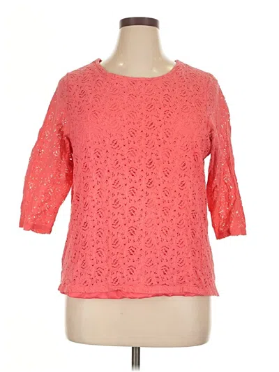 Pre-owned Rebecca Malone 3/4 Sleeve Top Pink Boatneck Tops