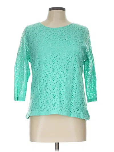 Pre-owned Rebecca Malone 3/4 Sleeve Top Teal Boatneck Tops