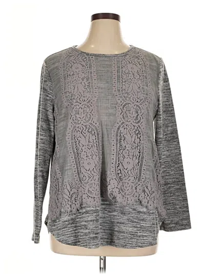 Pre-owned Rebecca Malone Long Sleeve Blouse In Gray