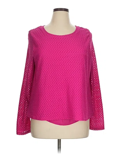 Pre-owned Rebecca Malone Long Sleeve Top Pink Boatneck Tops