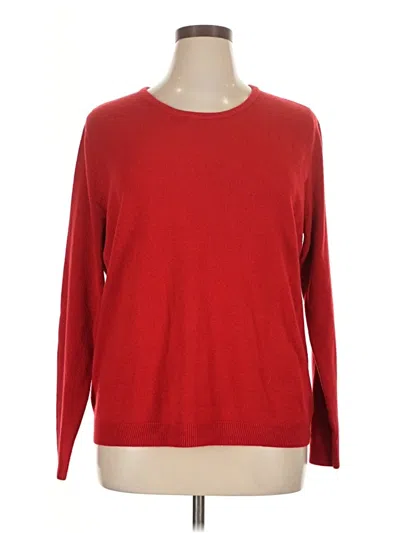 Pre-owned Rebecca Malone Long Sleeve Top Red Crew Neck Tops