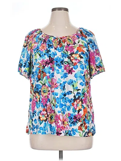 Pre-owned Rebecca Malone Short Sleeve Blouse In Blue