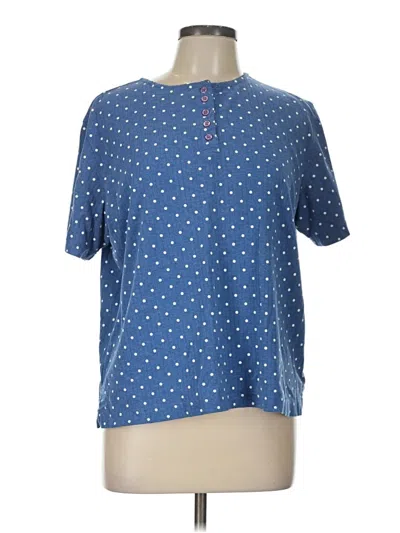 Pre-owned Rebecca Malone Short Sleeve Henley Shirt In Blue