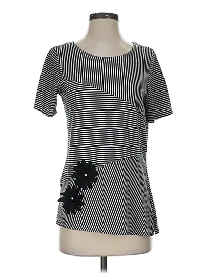 Pre-owned Rebecca Malone Short Sleeve Top Black Square Neckline Tops
