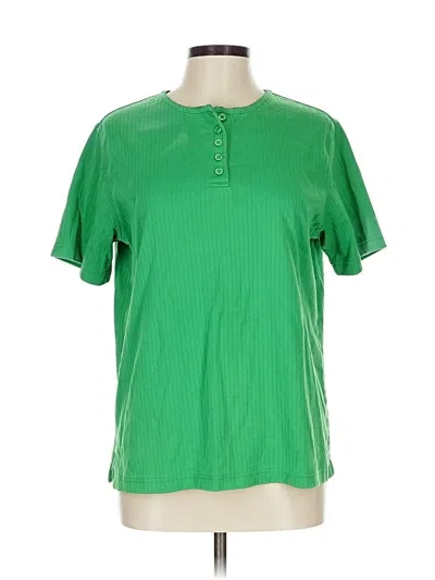 Pre-owned Rebecca Malone Short Sleeve Top Green Keyhole Neckline Tops