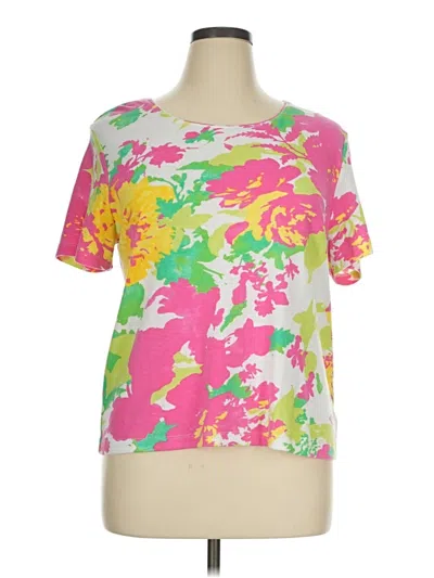 Pre-owned Rebecca Malone Short Sleeve Top Pink Scoop Neck Tops