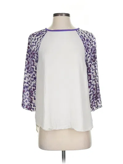 Pre-owned Rebecca Minkoff 3/4 Sleeve Silk Top Purple Square Neckline Tops