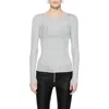 Rebecca Minkoff Abbey Rib Semisheer Sweater In Metallic Silver