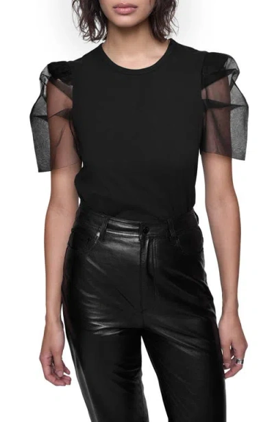 Rebecca Minkoff Ada Mesh Sleeve Top In True Black