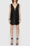 REBECCA MINKOFF REBECCA MINKOFF ADRIAN SLEEVELESS LEATHER ZIP-UP MINIDRESS