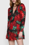 Rebecca Minkoff Aiden Floral Long Sleeve Minidress In Black Rose