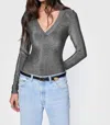 Rebecca Minkoff Alyssa Long Sleeve Bodysuit In Silver