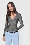 Rebecca Minkoff Alyssa Long Sleeve Bodysuit In Grey
