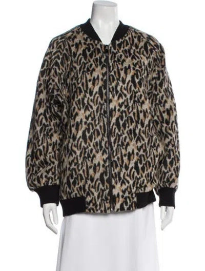 Pre-owned Rebecca Minkoff Animal Print Bomber Jacket In Multi