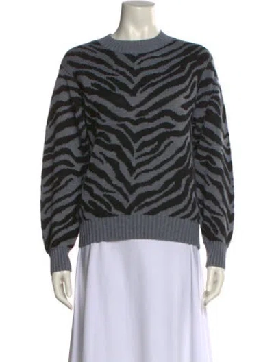 Pre-owned Rebecca Minkoff Animal Print Crew Neck Sweater In Blue