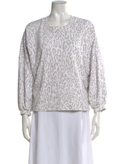 Pre-owned Rebecca Minkoff Animal Print Crew Neck Sweater In White